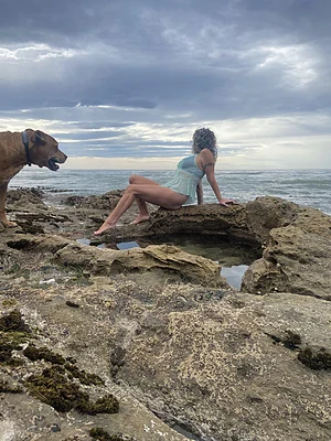 Cougars doing some Mermaiding today…. Photo bombed by the dog multiple times 🤣😜