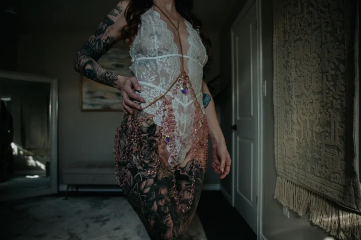 White lace and body jewelry got me feeling fancy