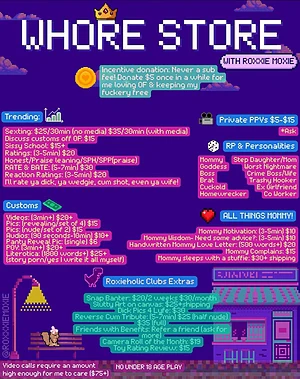 Same whore. New menu. WHORE STORE OPEN!