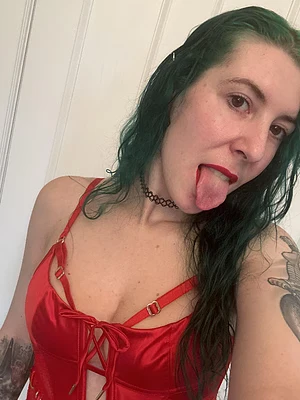 All red with my tongue out