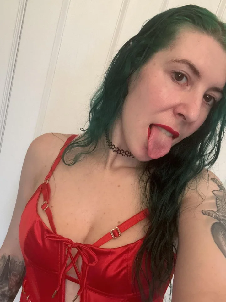 All red with my tongue out