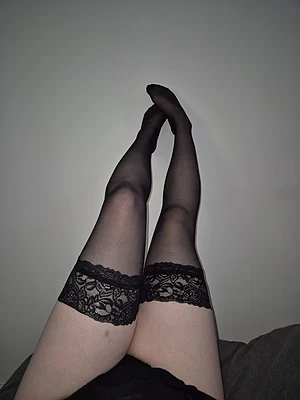 Black stockings against my white skin