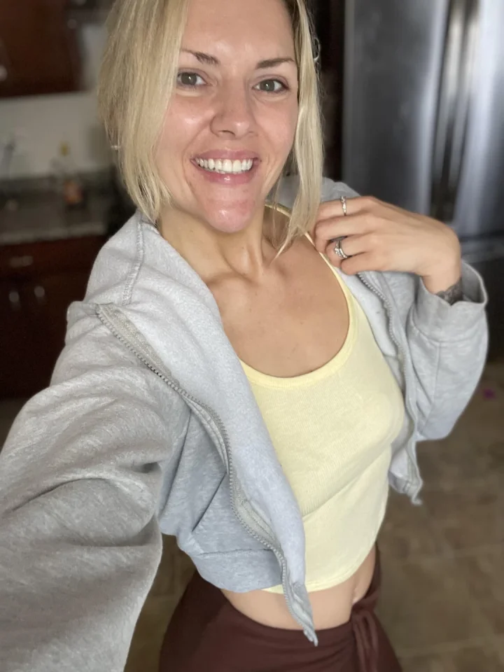 Hair back, no make up