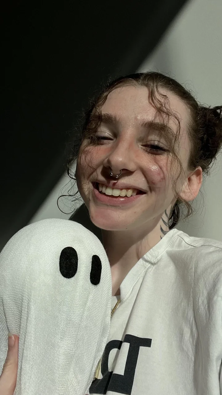 covered in cum from daddy, ghost got to watch