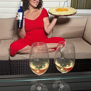 Wine & cheese, but the main course is me 💁‍♀️