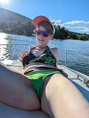 Boating on the lake - my swim suit looks better off