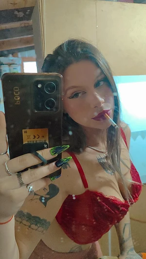 Lick my tits while I smoke for you